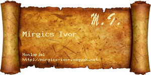 Mirgics Ivor névjegykártya